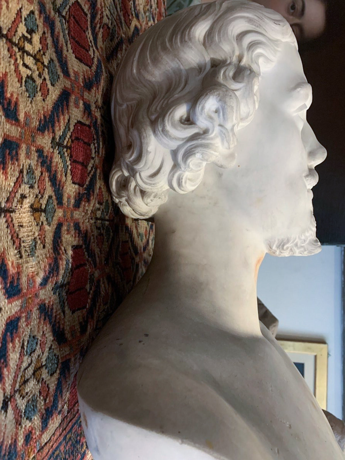 An Italian Carved White Marble Male Bust, 19th Century