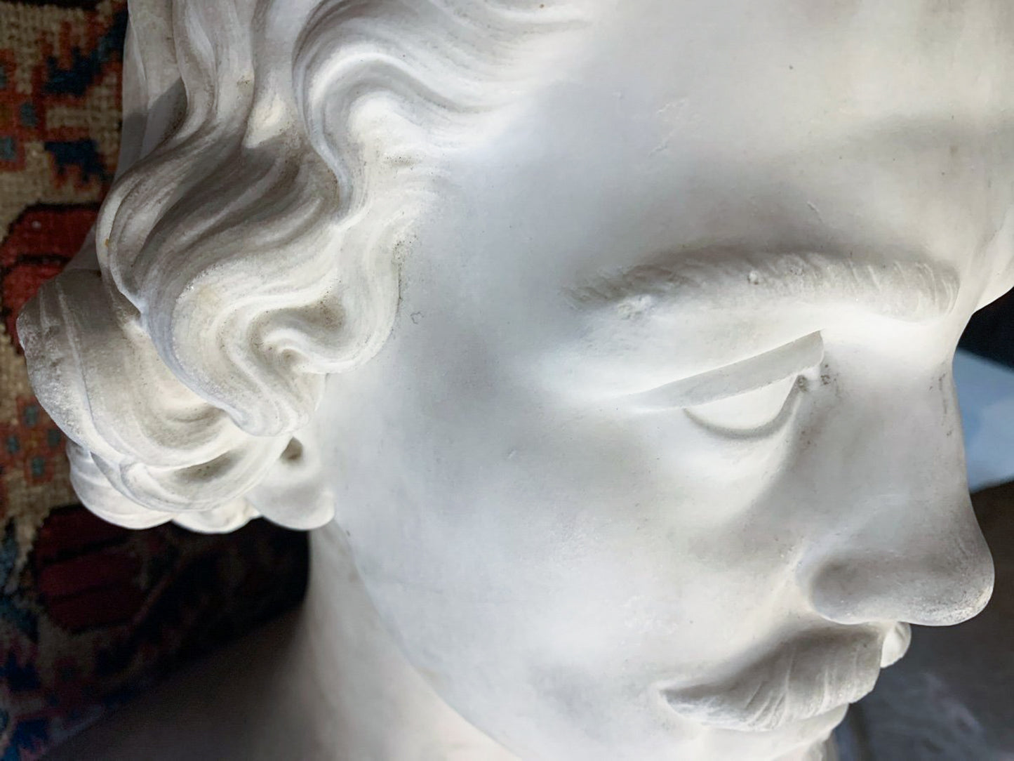 An Italian Carved White Marble Male Bust, 19th Century