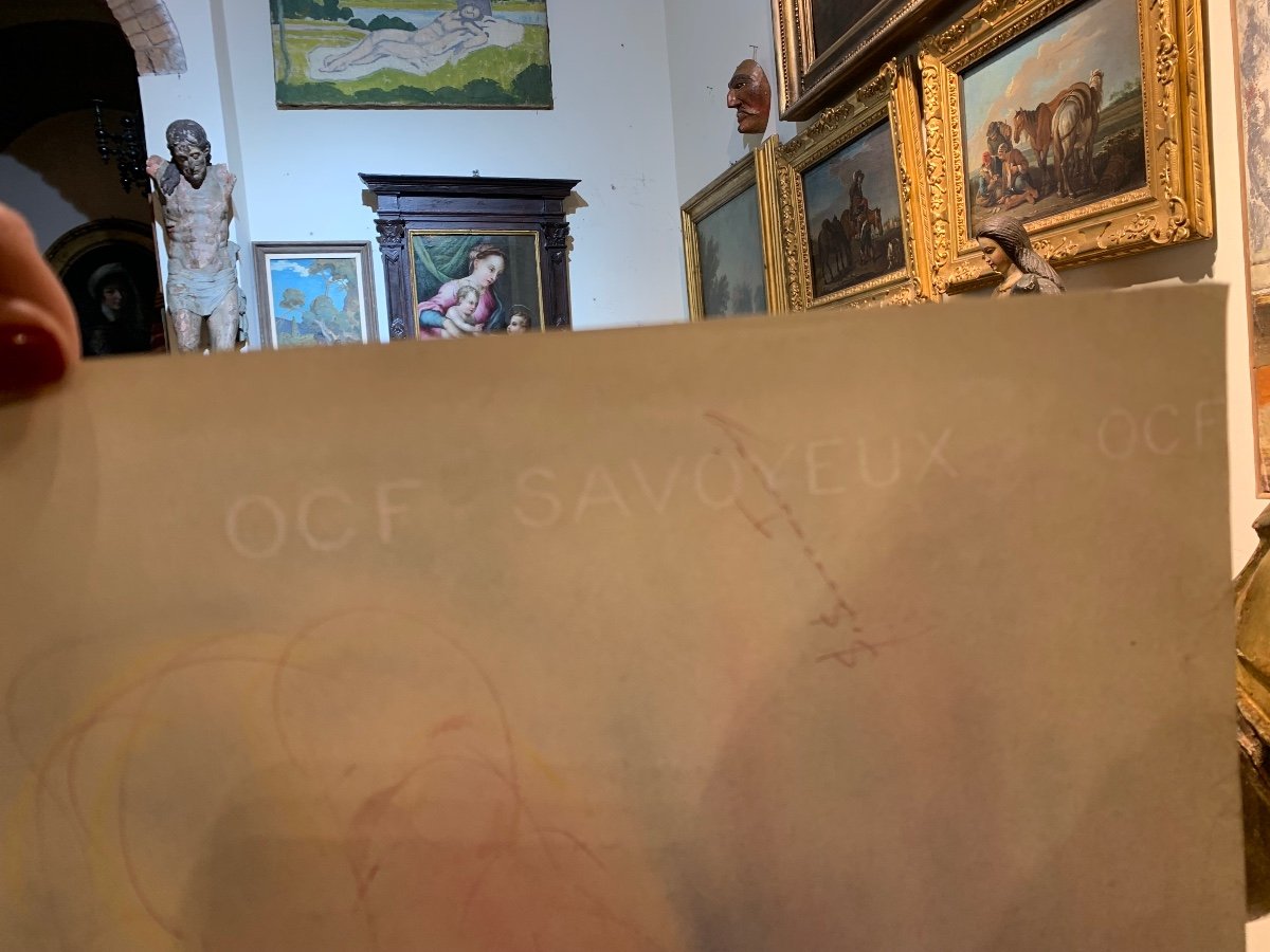 Antonio Monasterio - Woman With A Large Hat And Table With Vase. Nr.2