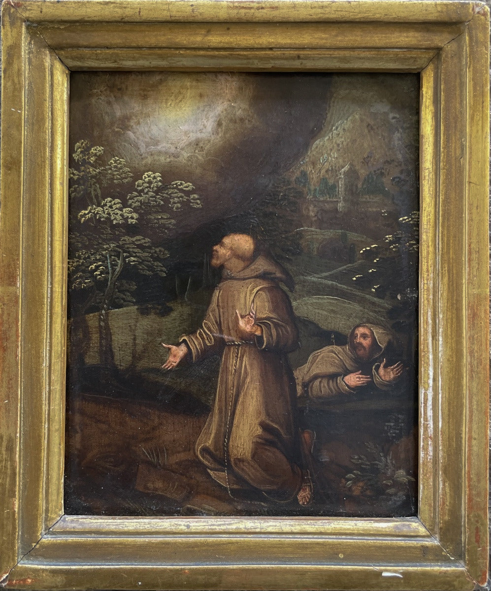 Saint Francis Receiving The Stigmata. Oil On Copper, Flemish School, 17th Century