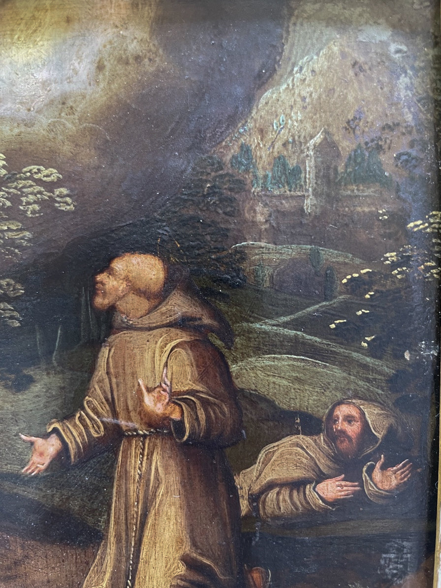 Saint Francis Receiving The Stigmata. Oil On Copper, Flemish School, 17th Century
