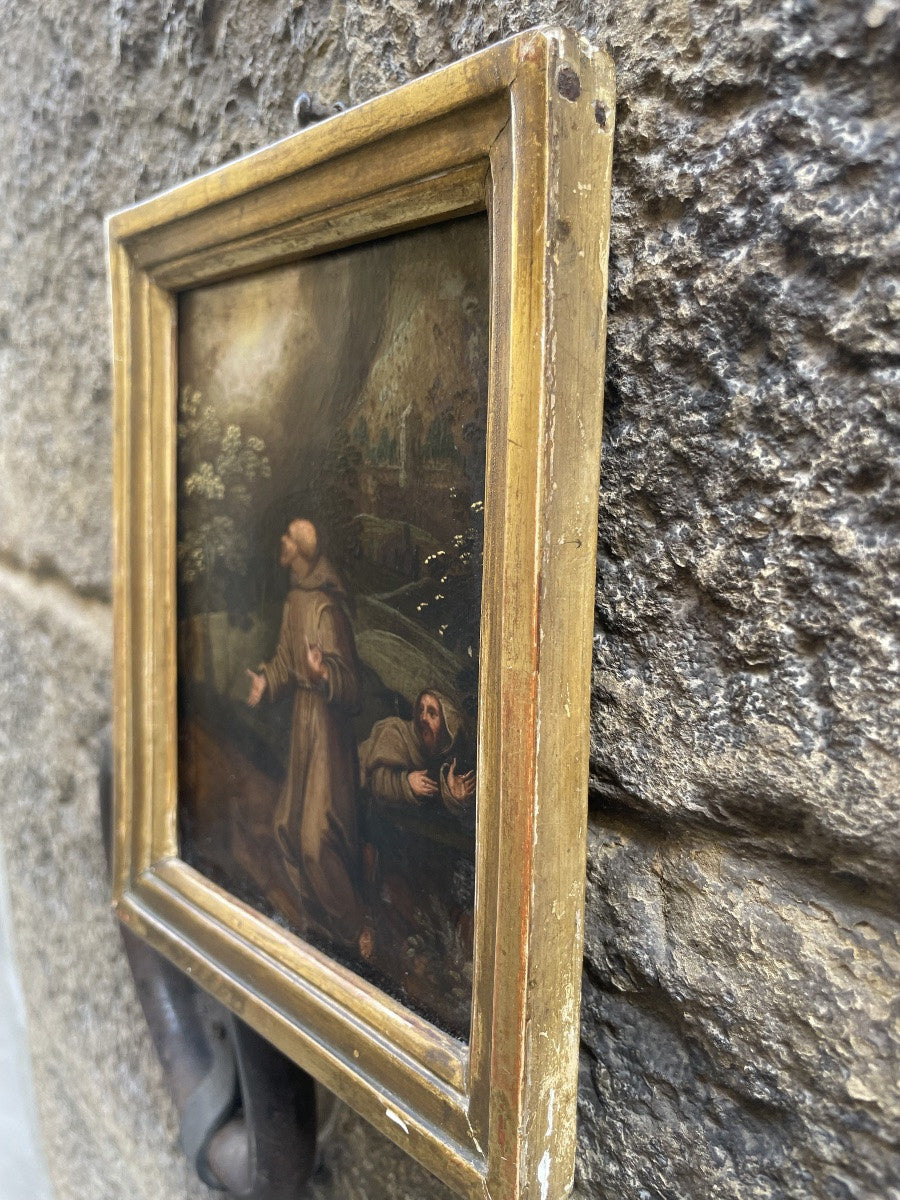 Saint Francis Receiving The Stigmata. Oil On Copper, Flemish School, 17th Century