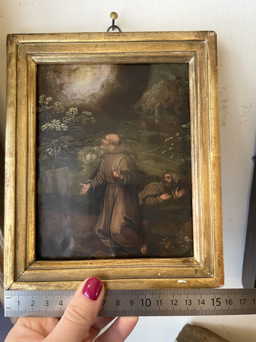 Saint Francis Receiving The Stigmata. Oil On Copper, Flemish School, 17th Century