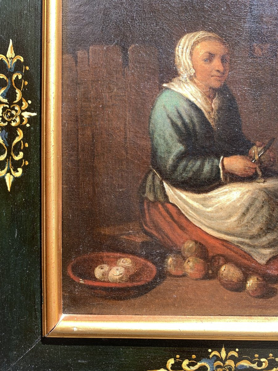 Dutch School, late 17th – early 18th century. Scene with Cook Peeling Apples
