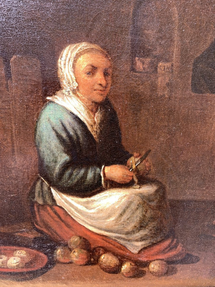 Dutch School, late 17th – early 18th century. Scene with Cook Peeling Apples