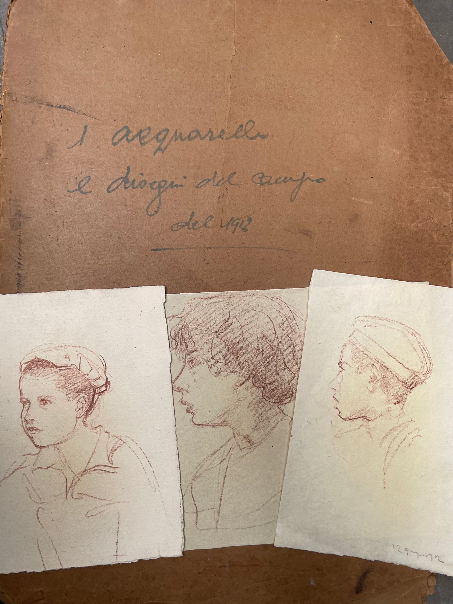 Three Youth Portraits by Augusto Gardelli (Firlimpopoli, 1886 - 1968, Florence)