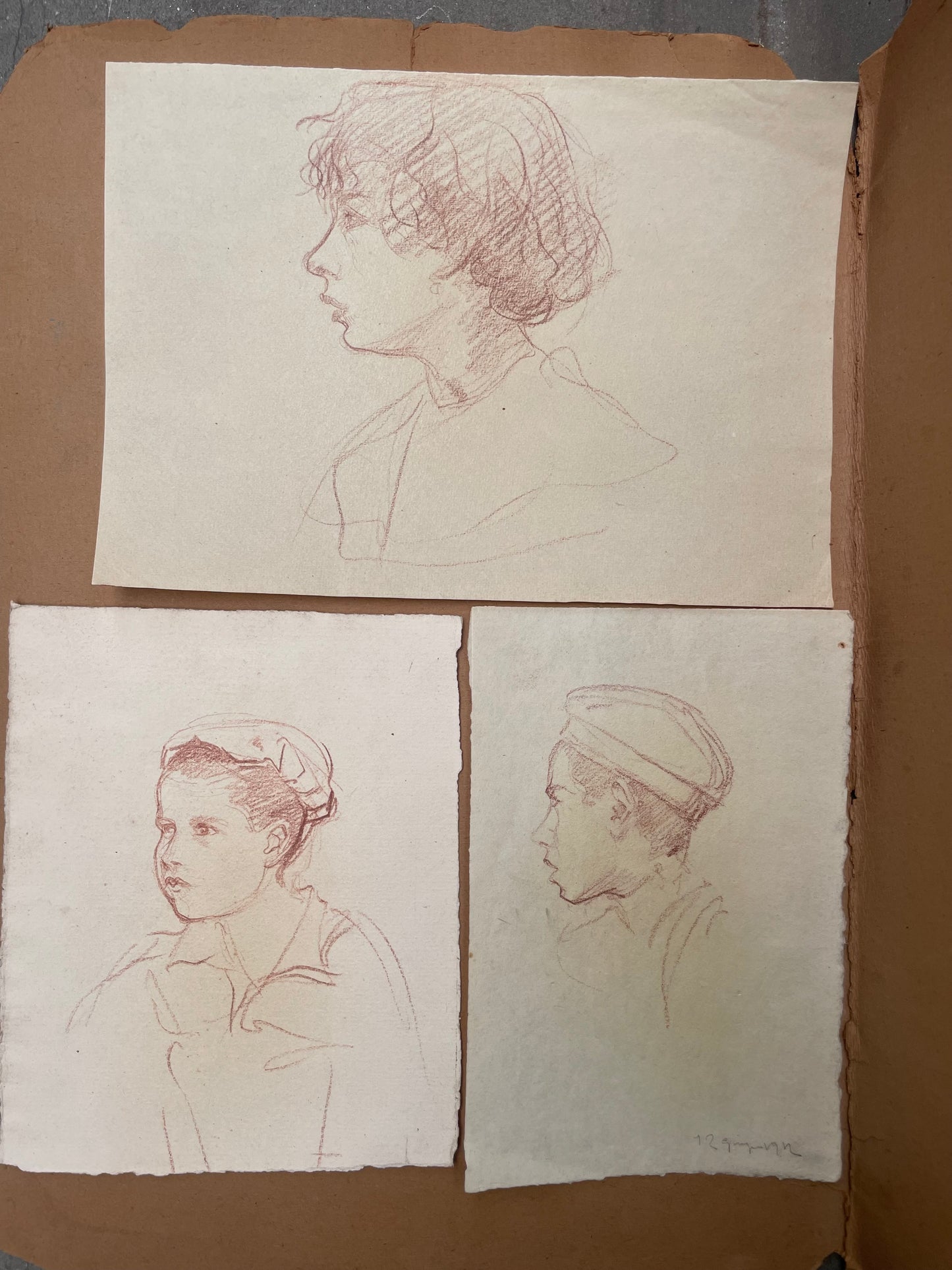 Three Youth Portraits by Augusto Gardelli (Firlimpopoli, 1886 - 1968, Florence)