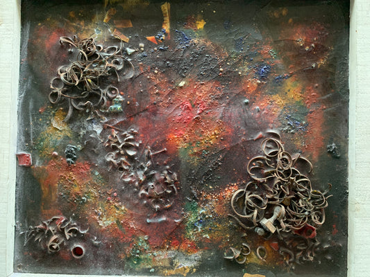 Salvino Marsura (Treviso, 1938- 2020) Composition - abstract painting with iron elements.