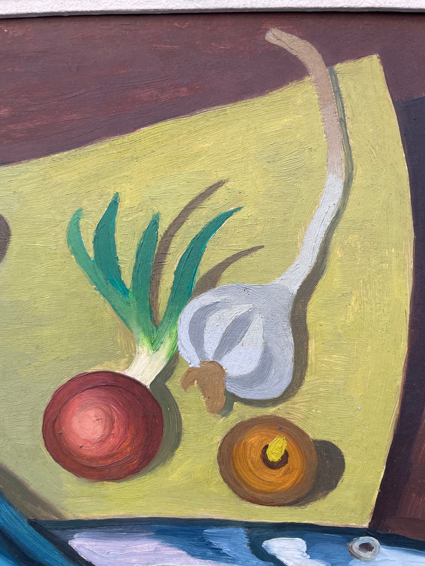 Still life with needlefish, Jean Lachaud, Breton painter from Quimper.