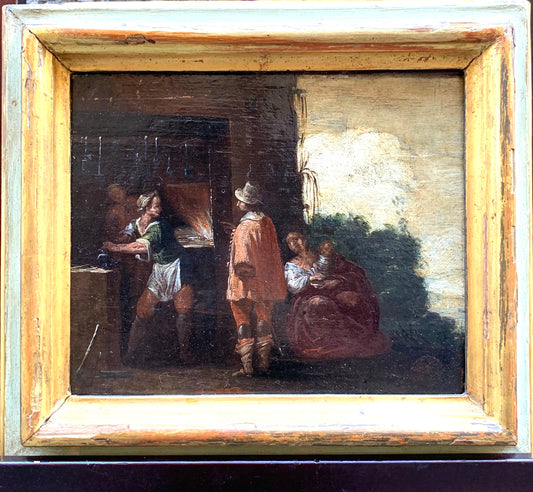 Gentleman with sword in a blacksmith’s forge. Italy, first half of the 17th century