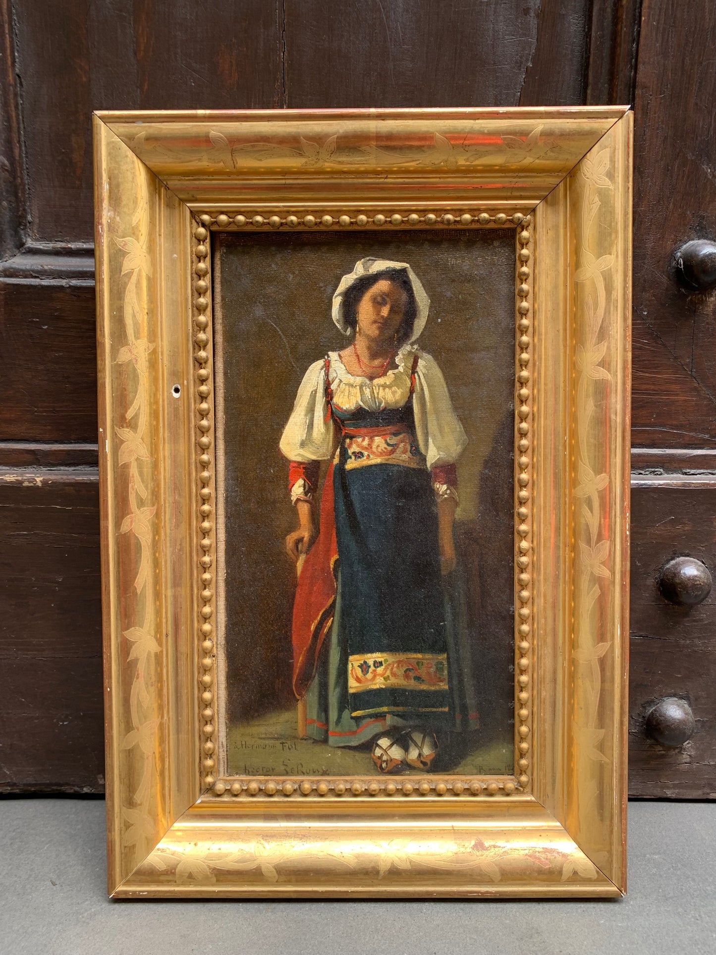 Hector Leroux – Marietta with Coral Necklace, Rome 1866 ca. – Dedicated to Hermann Fol