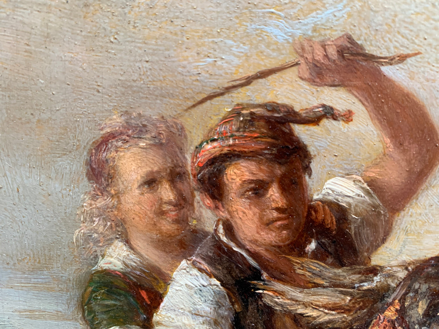 The Runaways, or Swiss boy on Donkey. Attributed to Joseph Hornung. Mid XIX century.