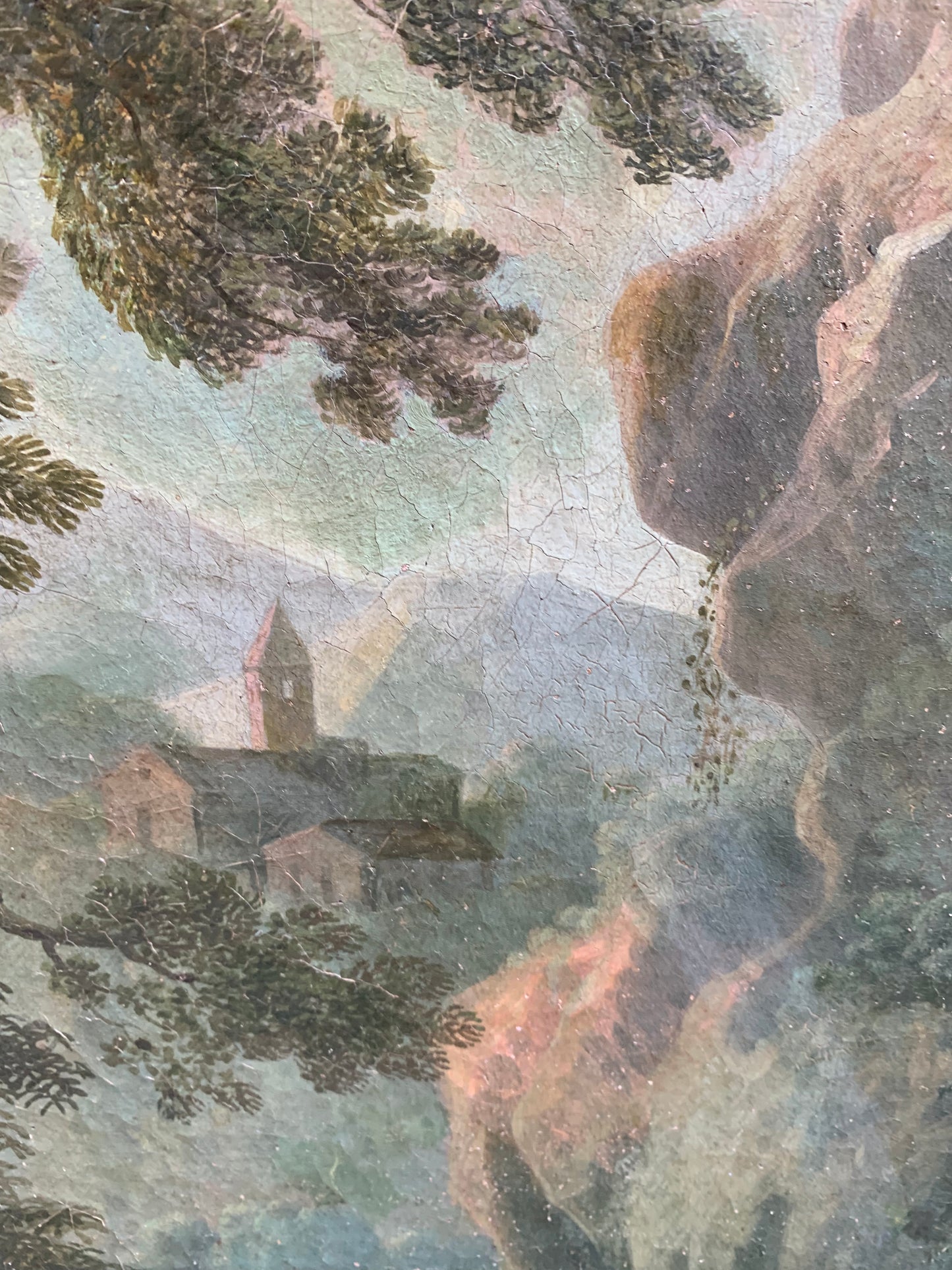 Roman School. Circle Of Paolo Anesi. Landscape With San Francesco Alla Verna.