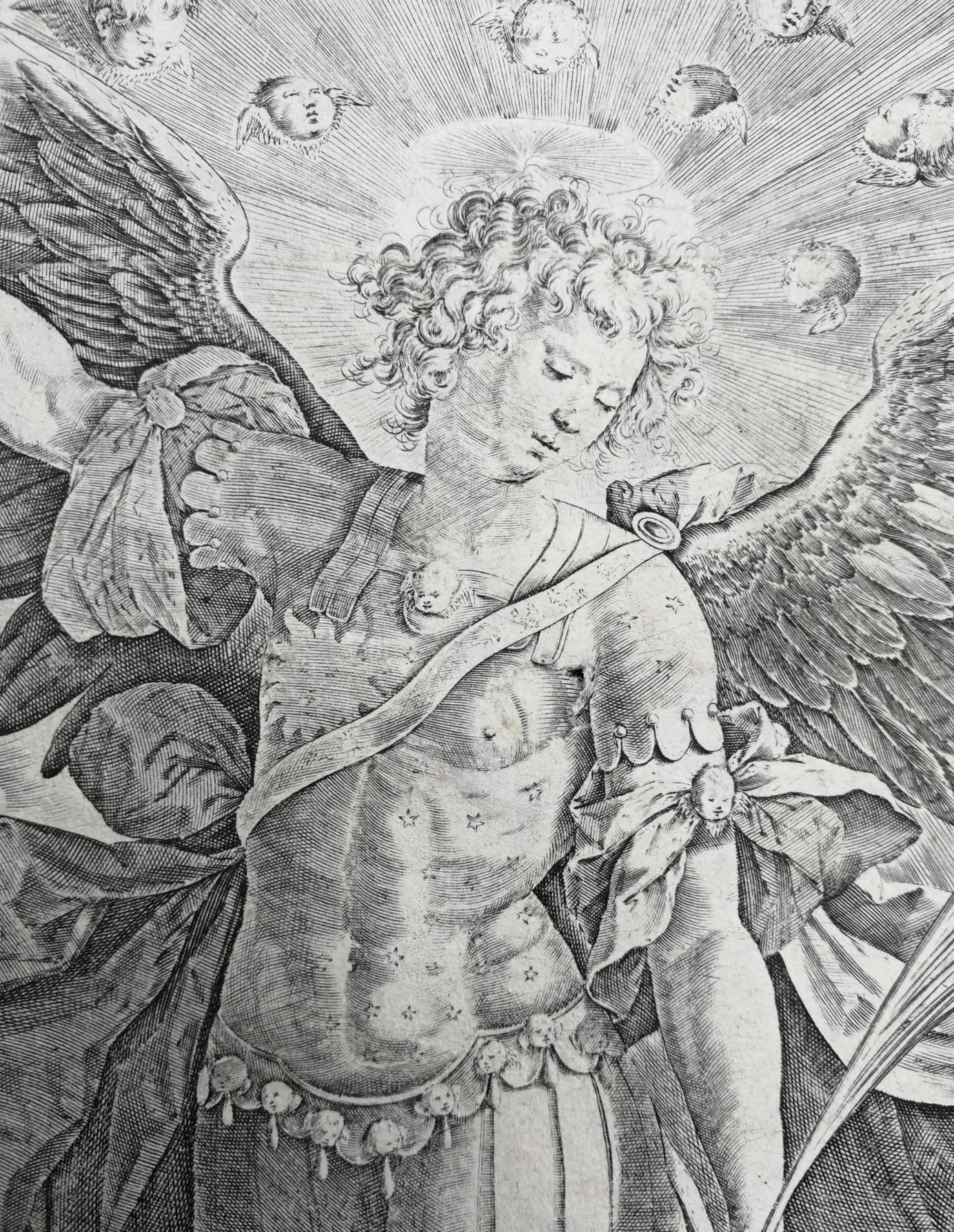 Sadeler Engraving after Maarten de Vos – Saint Michael and the Dragon, 16th C.