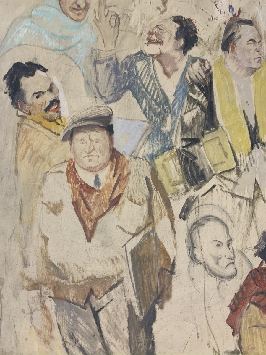 Portrait-caricature Of Piedmontese Painters. Around 1950