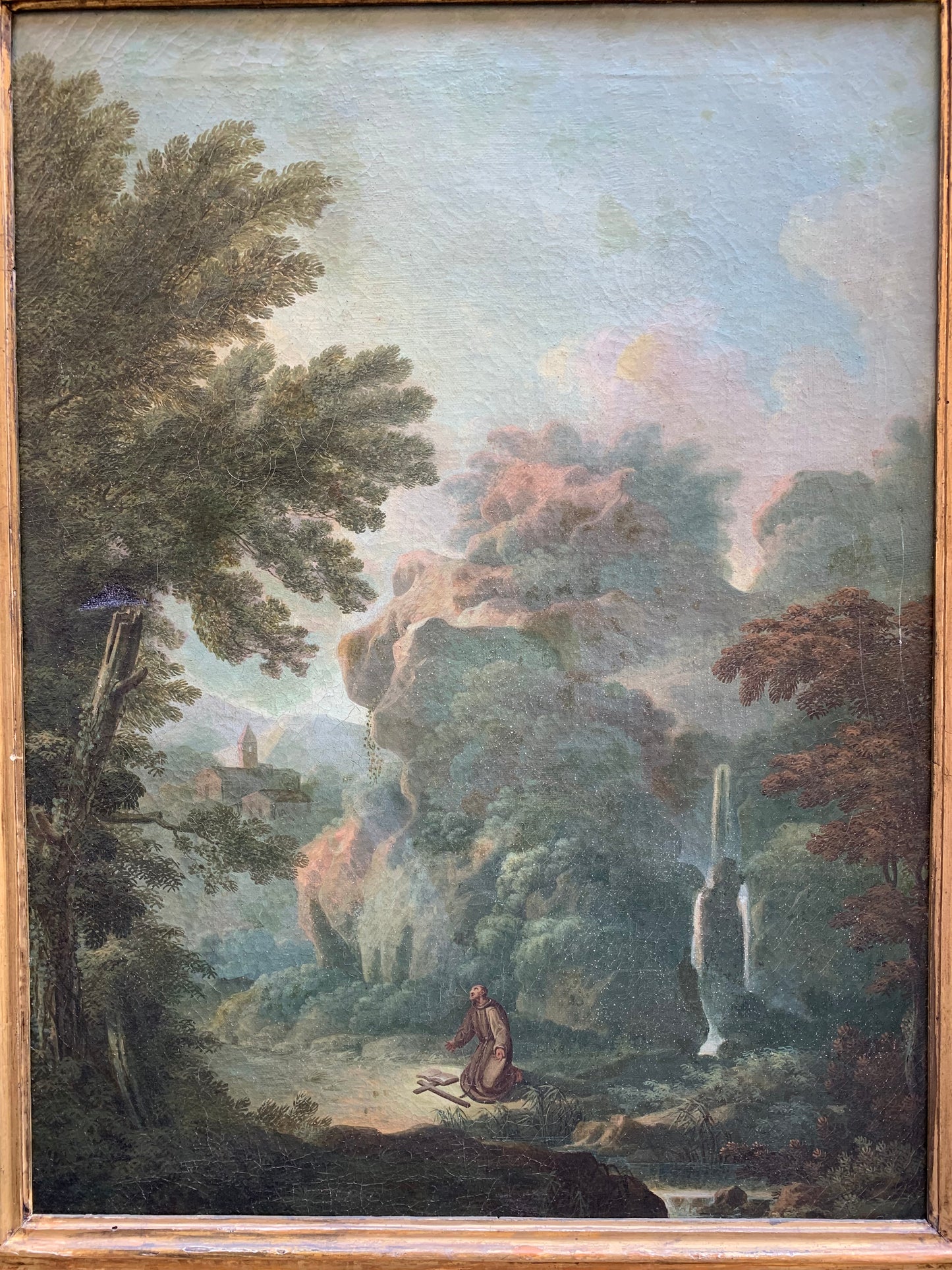 Roman School. Circle Of Paolo Anesi. Landscape With San Francesco Alla Verna.