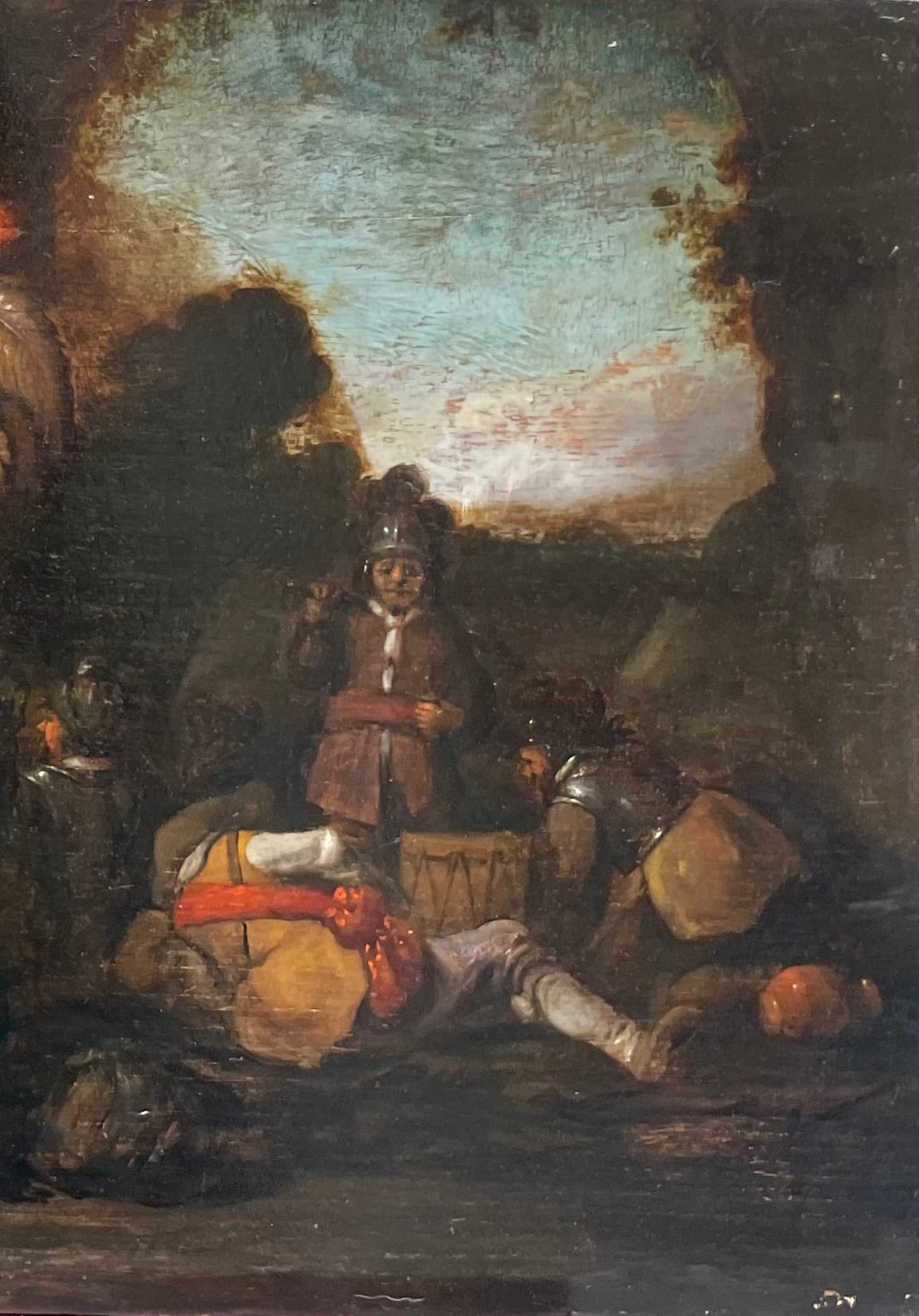 Dutch Golden Age Scene – Soldiers Sharing Spoils, Circle of Duyster, 17th c. Panel