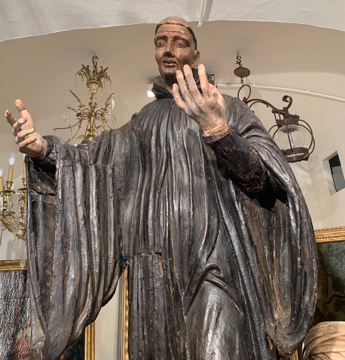 Preacher Monk. 17th Century Sculpture. Southern Italy.