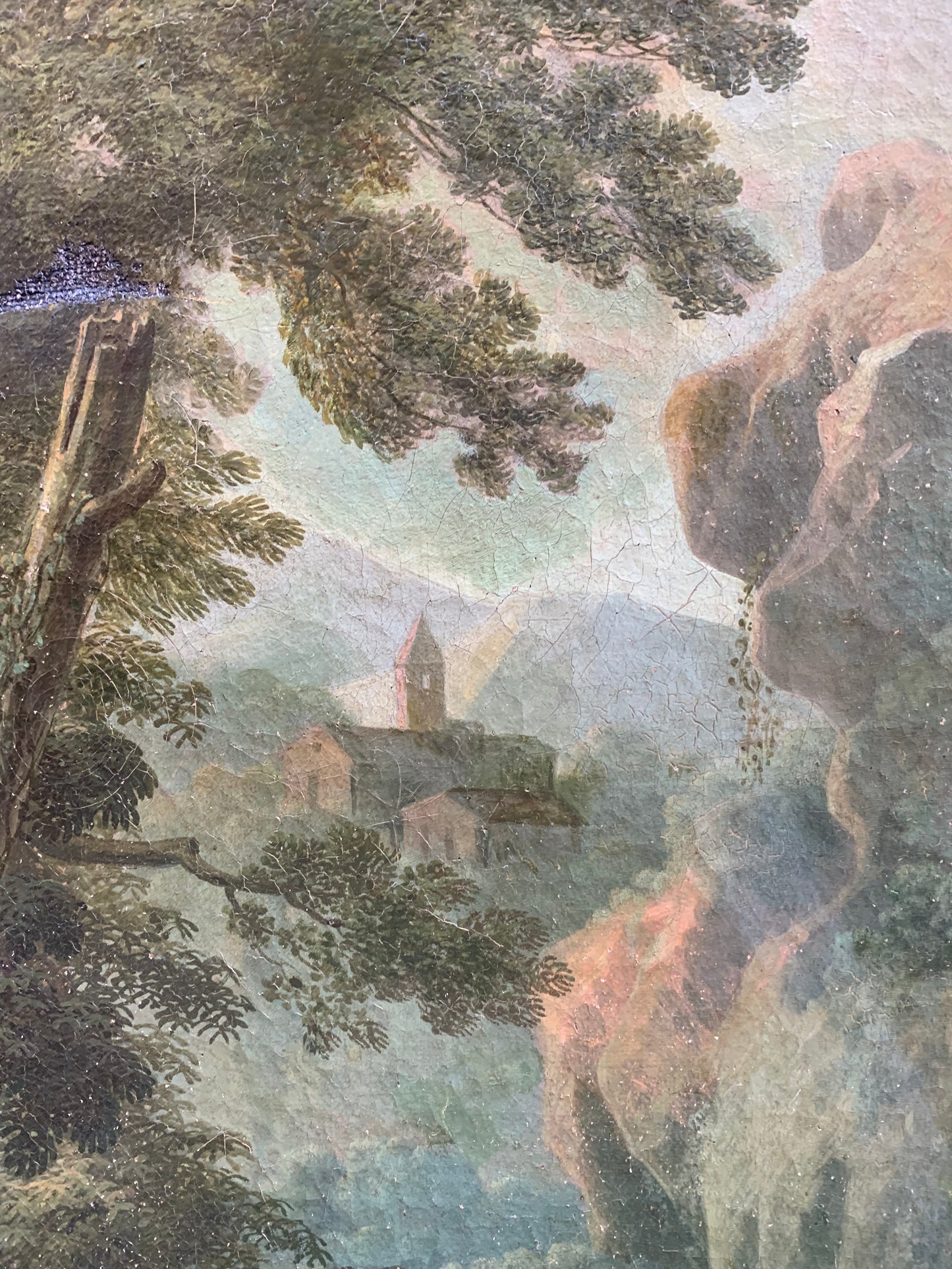 Roman School. Circle Of Paolo Anesi. Landscape With San Francesco Alla Verna.