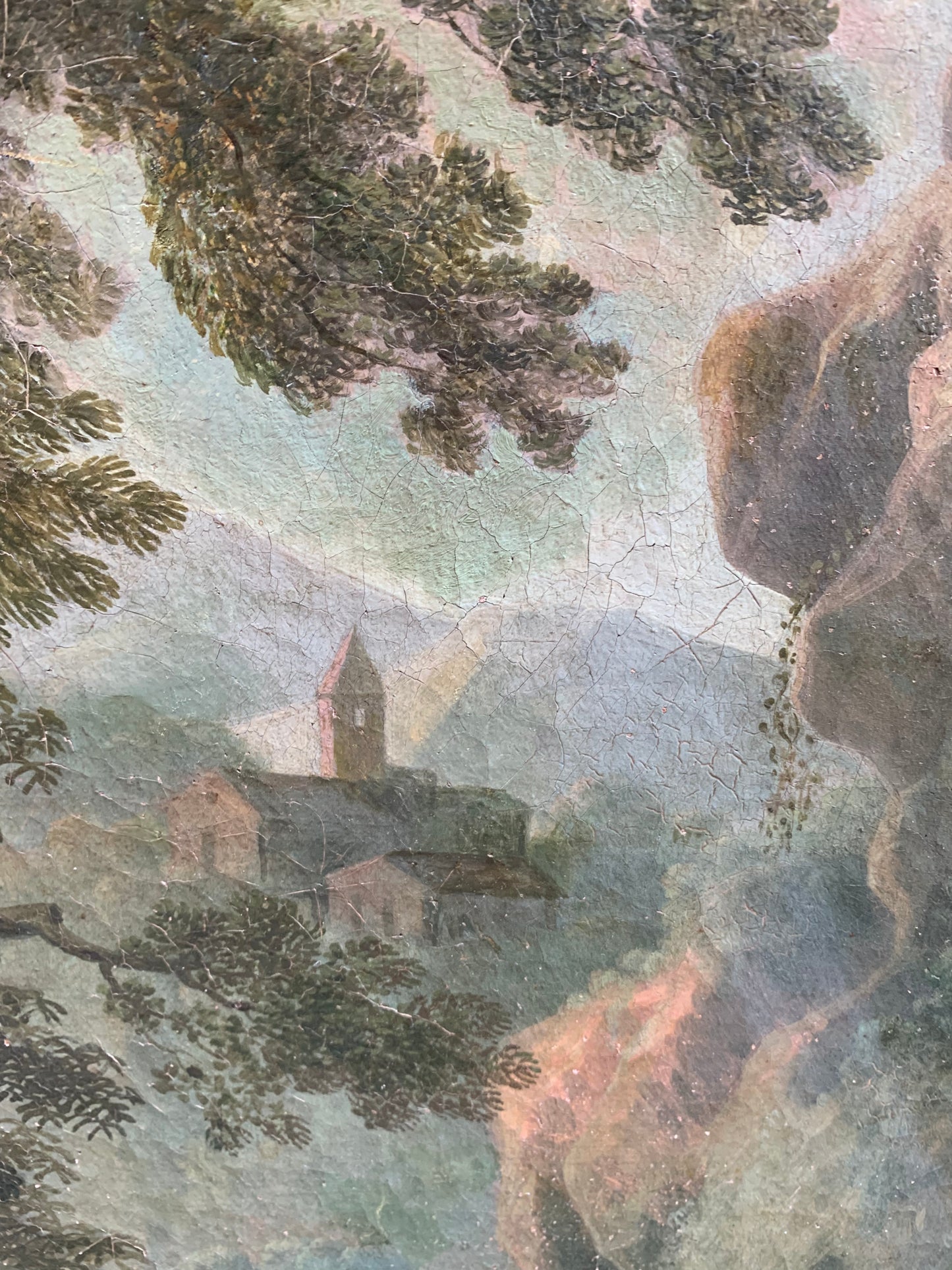 Roman School. Circle Of Paolo Anesi. Landscape With San Francesco Alla Verna.
