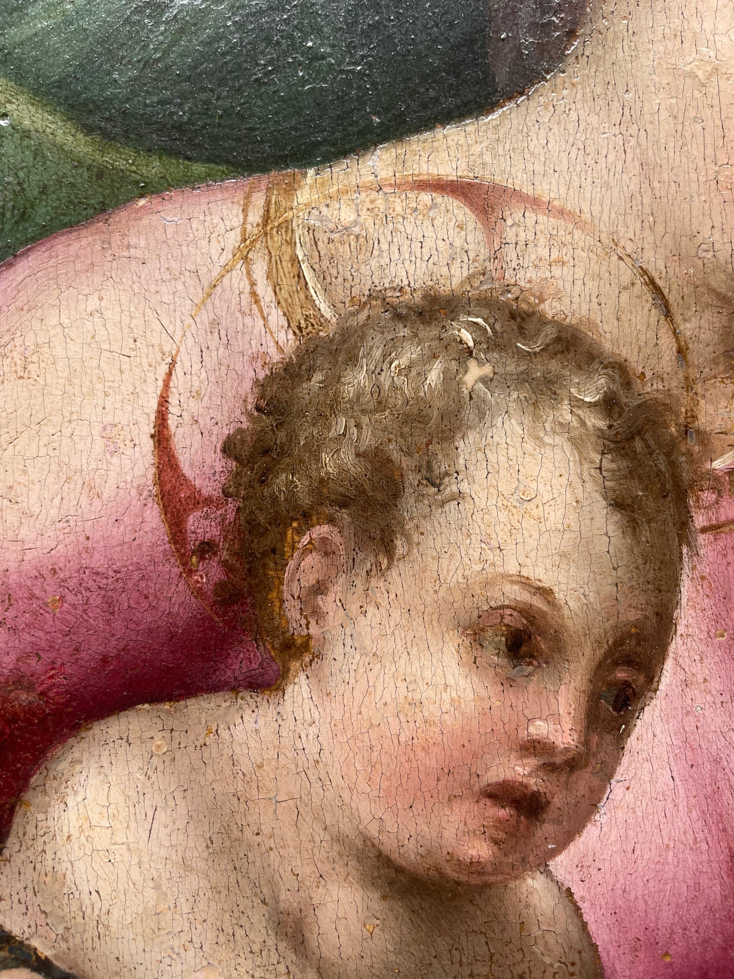 XVI century Tuscan School Madonna and Child with Saint John the Baptist. Maestro di Volterra.