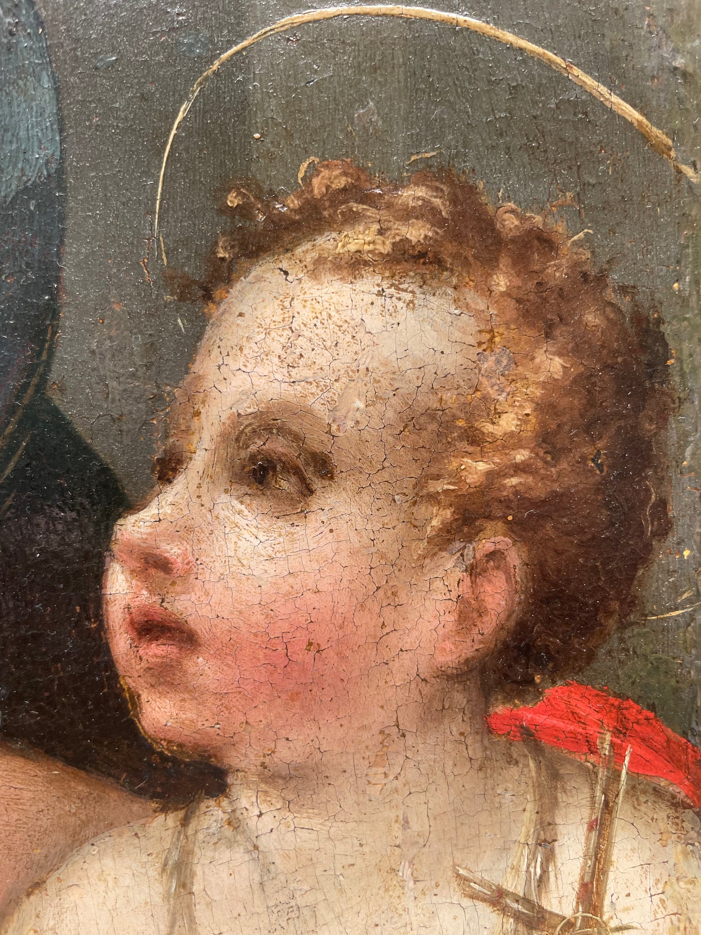 XVI century Tuscan School Madonna and Child with Saint John the Baptist. Maestro di Volterra.