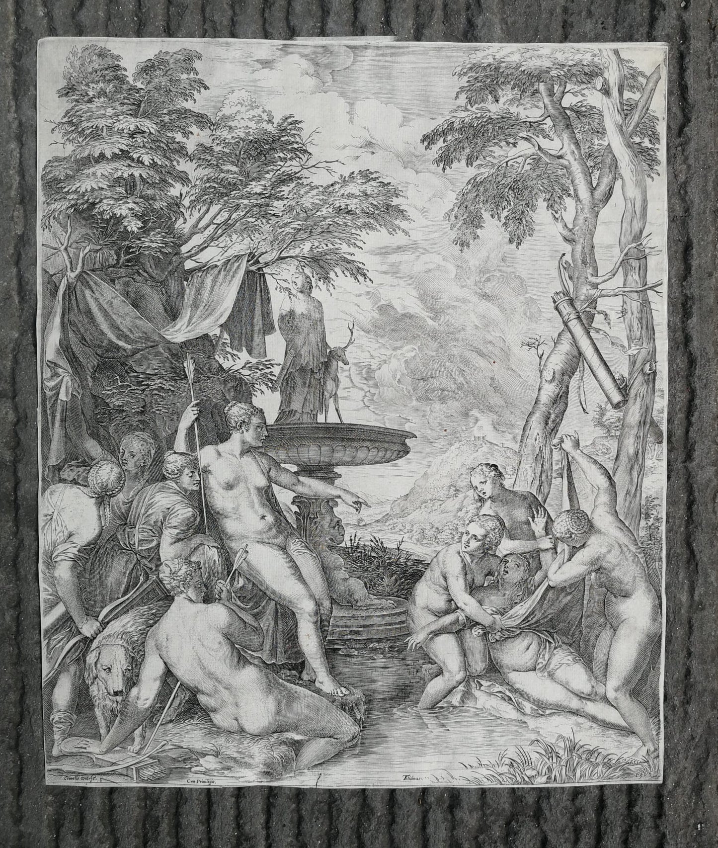 Cornelis Cort (1533–1578) – Diana and Callisto, engraving after Titian, Venice 1566, second state