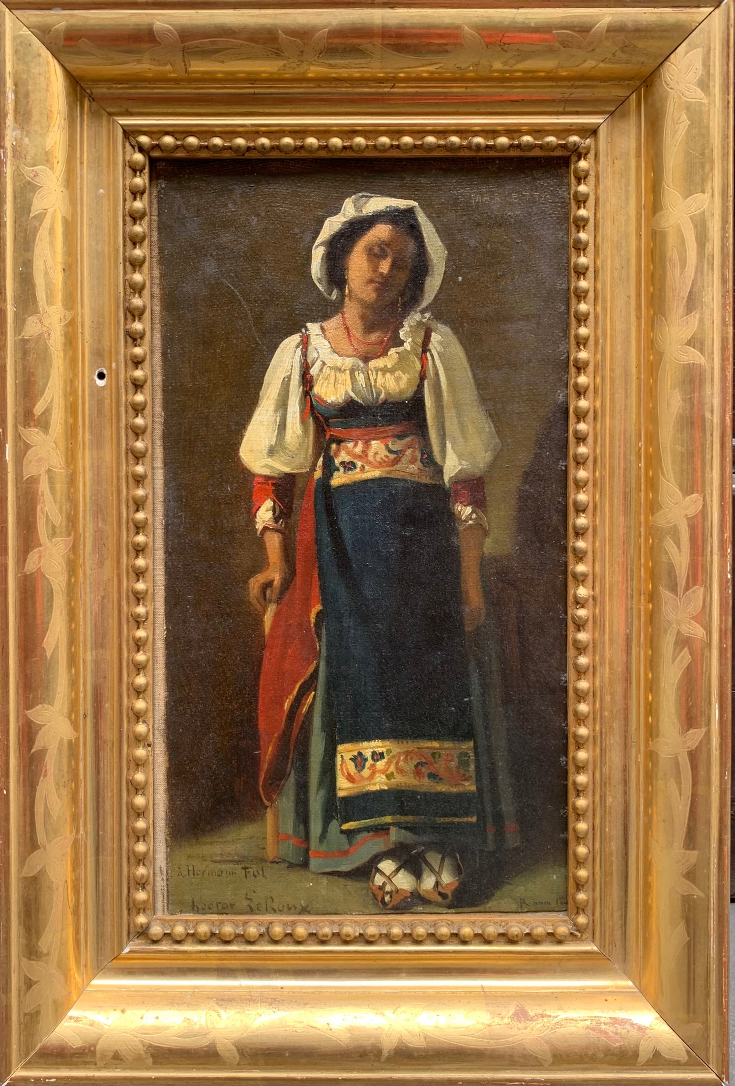 Hector Leroux – Marietta with Coral Necklace, Rome 1866 ca. – Dedicated to Hermann Fol