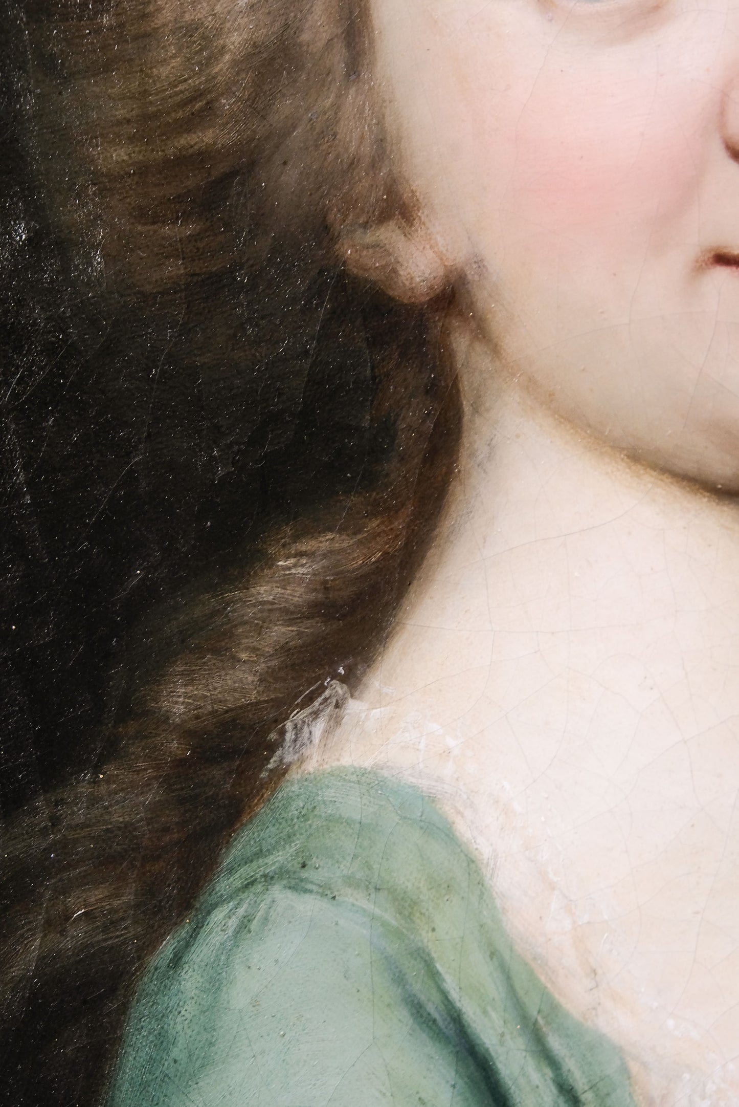 Darbes, Joseph Friedrich August. Oval Portrait of Woman in a Green dress. Signed and dated 1781. Rossika