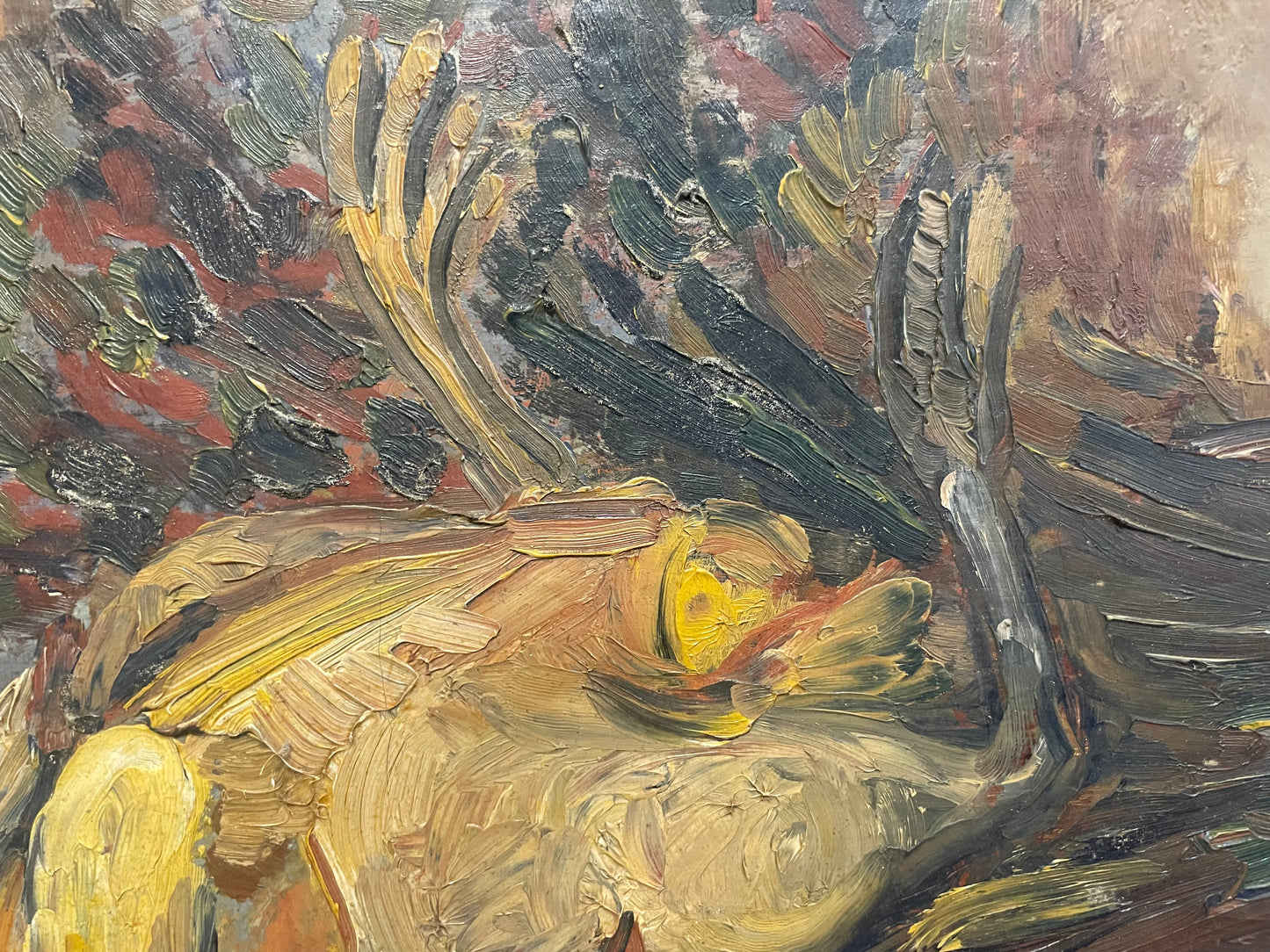 Jehan Frison (1882–1961), Still Life with Rooster and Mushrooms, Belgian Fauvism, 1930s–40s Senza titolo