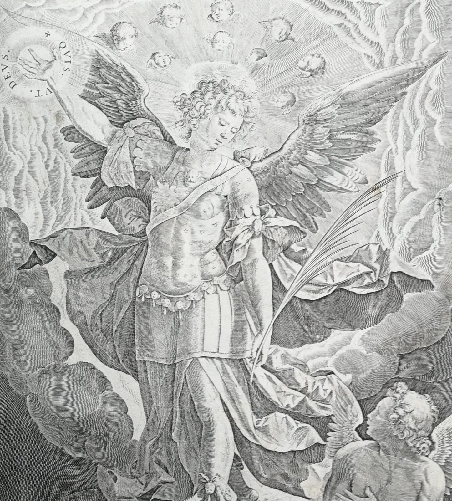 Sadeler Engraving after Maarten de Vos – Saint Michael and the Dragon, 16th C.