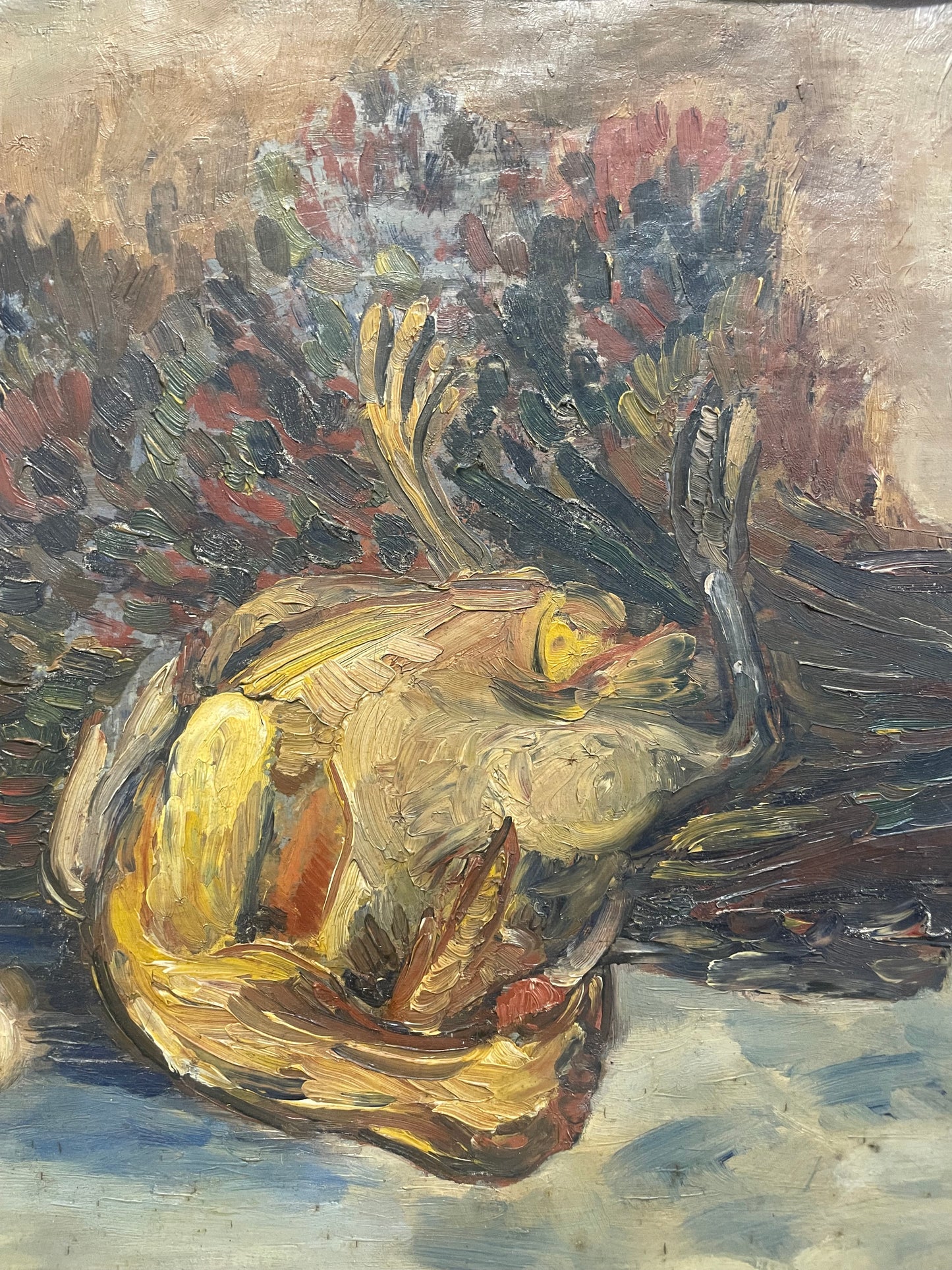Jehan Frison (1882–1961), Still Life with Rooster and Mushrooms, Belgian Fauvism, 1930s–40s Senza titolo