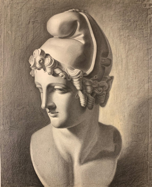XIX century Academic Study of the Head of Paris by Canova (From Gypsoteca plaster copy)