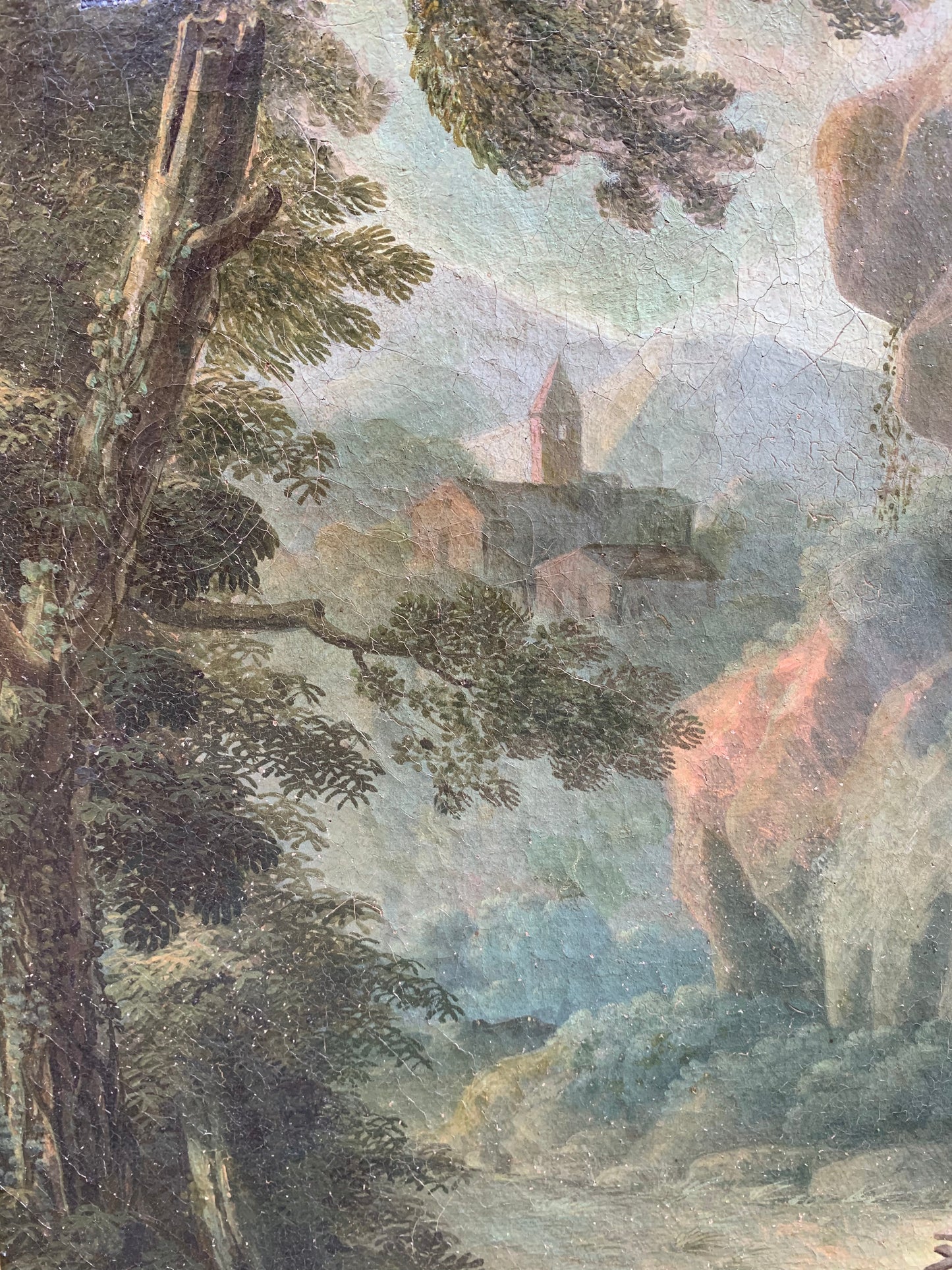 Roman School. Circle Of Paolo Anesi. Landscape With San Francesco Alla Verna.