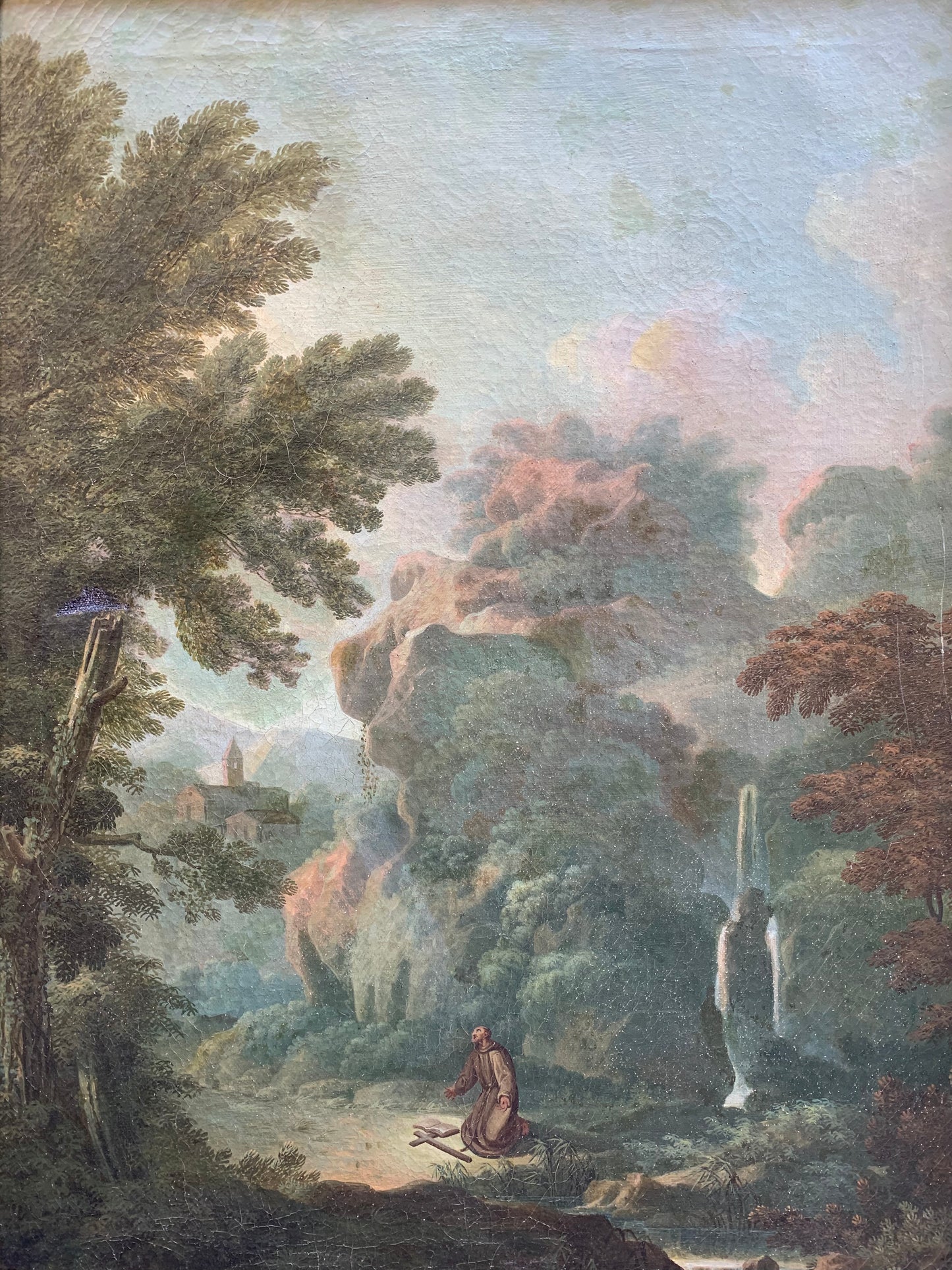 Roman School. Circle Of Paolo Anesi. Landscape With San Francesco Alla Verna.