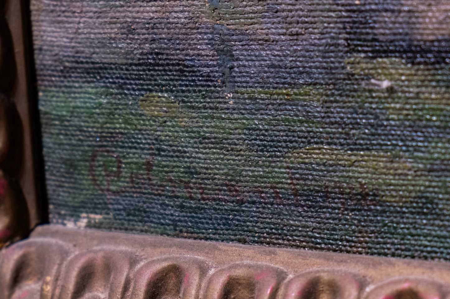 Symbolist Landscape With Symbols Of The Earth Artist: Prosper Colmant. Dated 1912. Cm 161x180