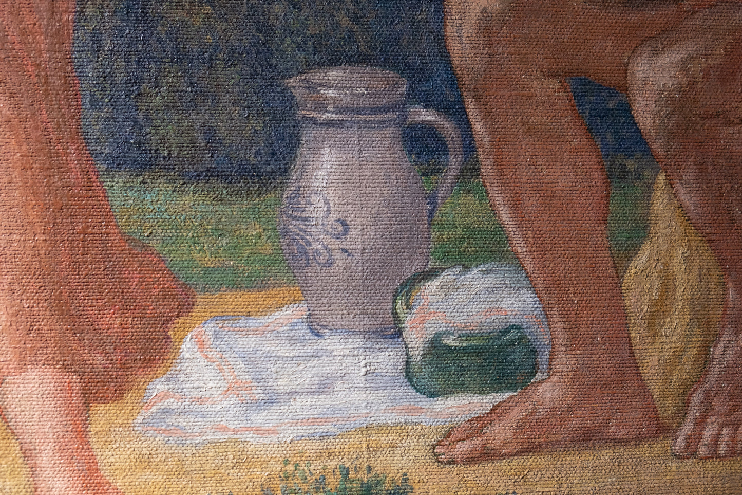 Symbolist Landscape With Symbols Of The Earth Artist: Prosper Colmant. Dated 1912. Cm 161x180