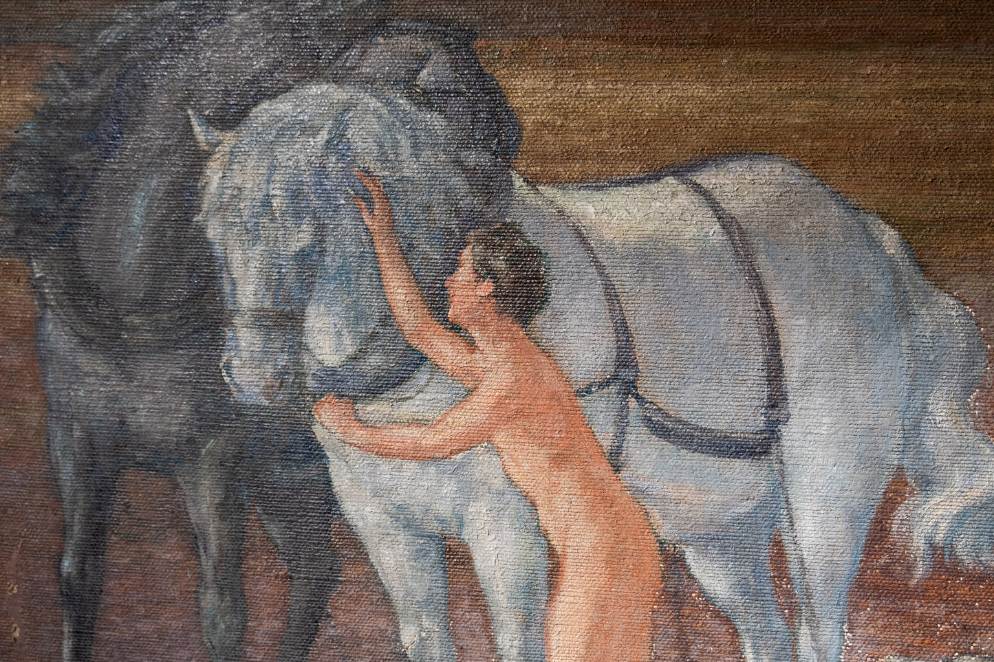 Symbolist Landscape With Symbols Of The Earth Artist: Prosper Colmant. Dated 1912. Cm 161x180