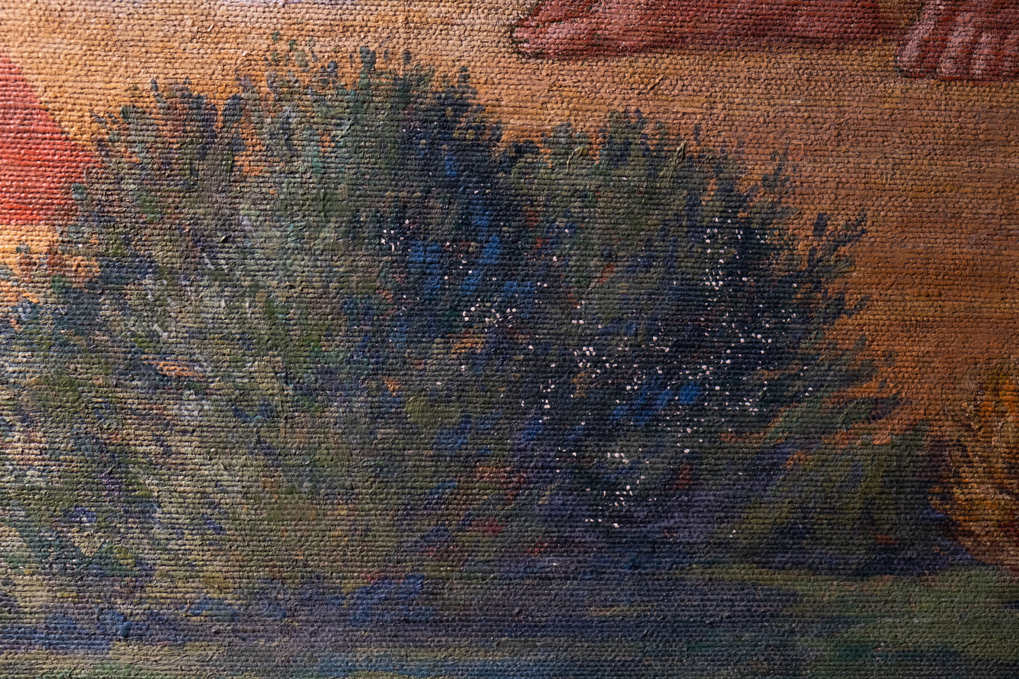 Symbolist Landscape With Symbols Of The Earth Artist: Prosper Colmant. Dated 1912. Cm 161x180