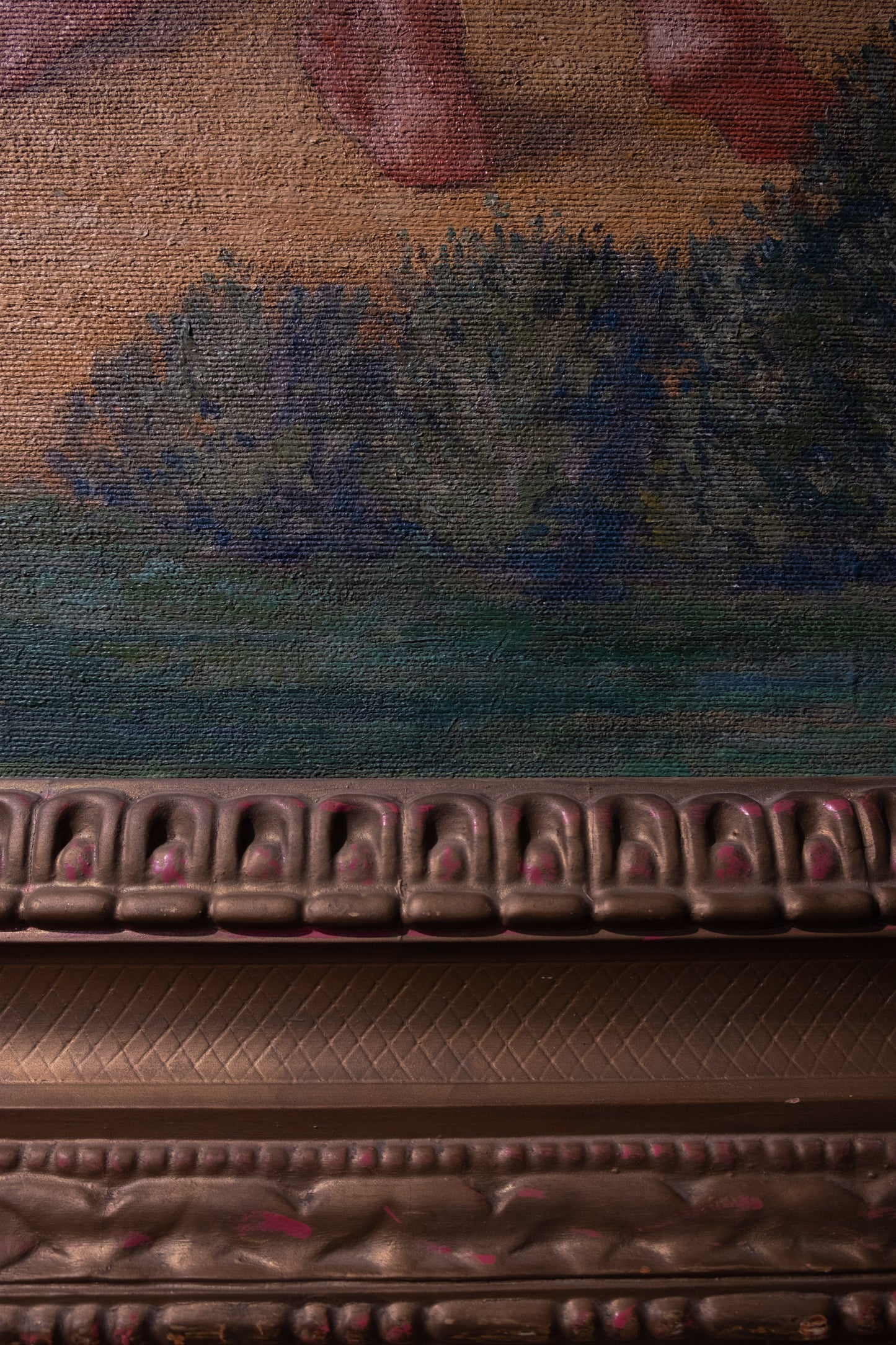 Symbolist Landscape With Symbols Of The Earth Artist: Prosper Colmant. Dated 1912. Cm 161x180