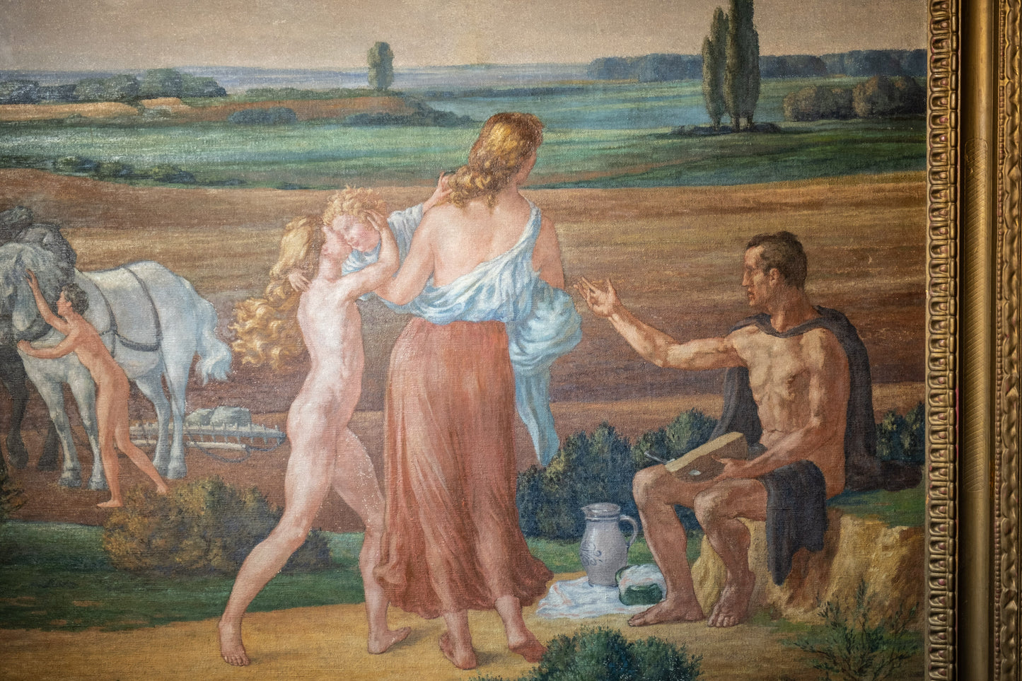 Symbolist Landscape With Symbols Of The Earth Artist: Prosper Colmant. Dated 1912. Cm 161x180