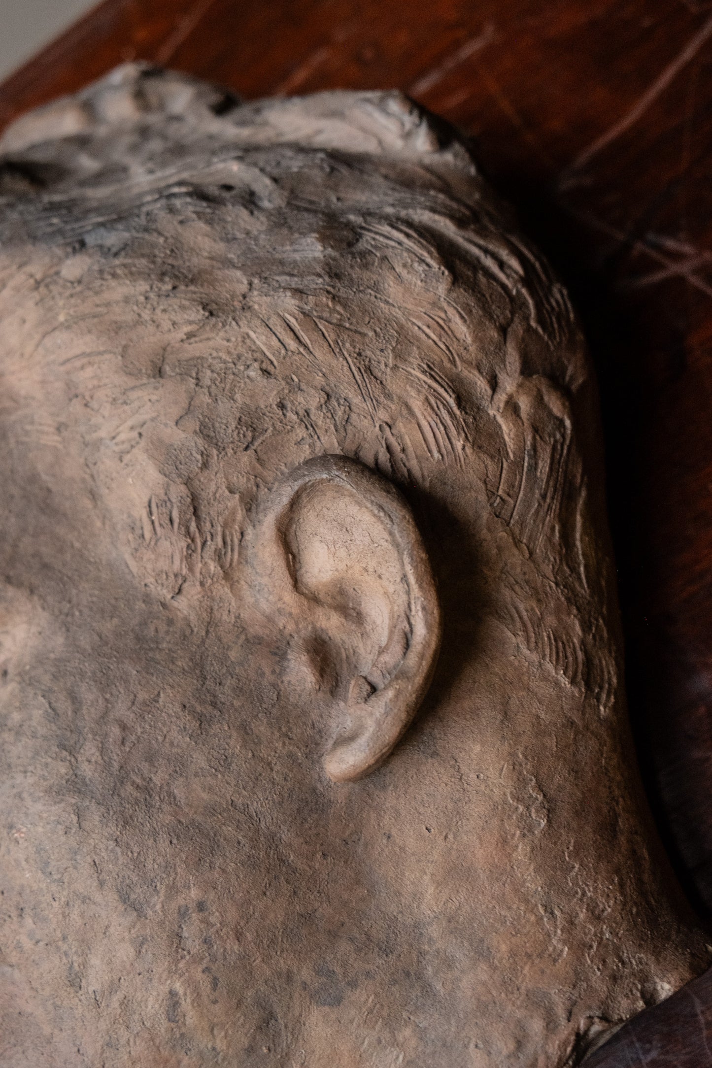 Asymmetrical head of man, terracotta sculpture, 1930s-40s, Giorgio Rossi (1894-1981). Tuscan Sculptor.