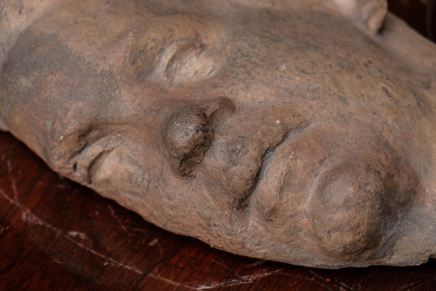 Asymmetrical head of man, terracotta sculpture, 1930s-40s, Giorgio Rossi (1894-1981). Tuscan Sculptor.