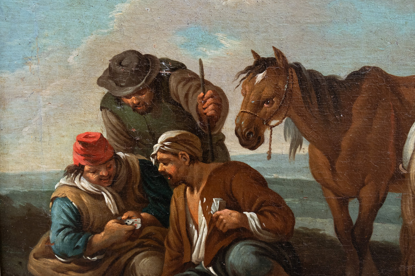 Paolo Monaldi. 2 paintings. "A stopover in the countryside" and "A game of cards". Circa 1740