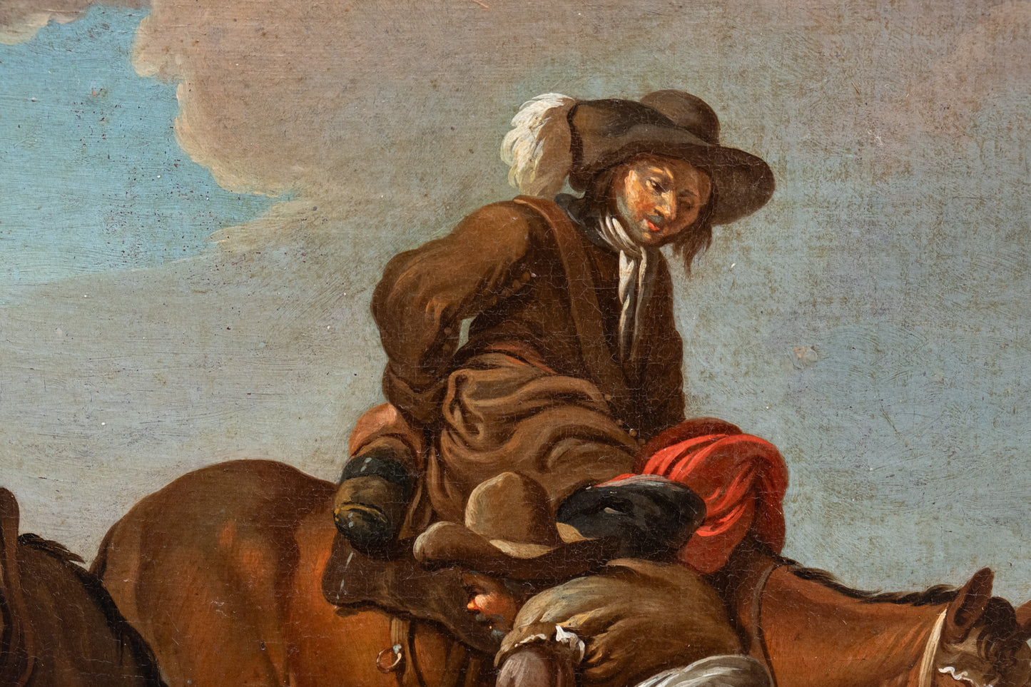 Paolo Monaldi. 2 paintings. "A stopover in the countryside" and "A game of cards". Circa 1740