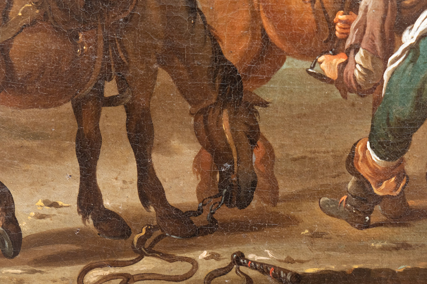 Paolo Monaldi. 2 paintings. "A stopover in the countryside" and "A game of cards". Circa 1740