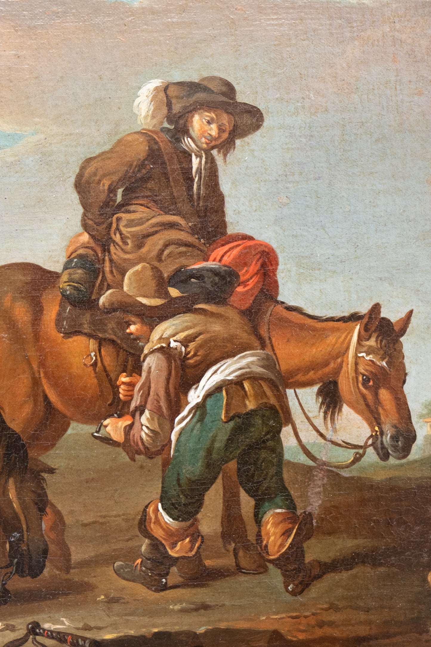 Paolo Monaldi. 2 paintings. "A stopover in the countryside" and "A game of cards". Circa 1740