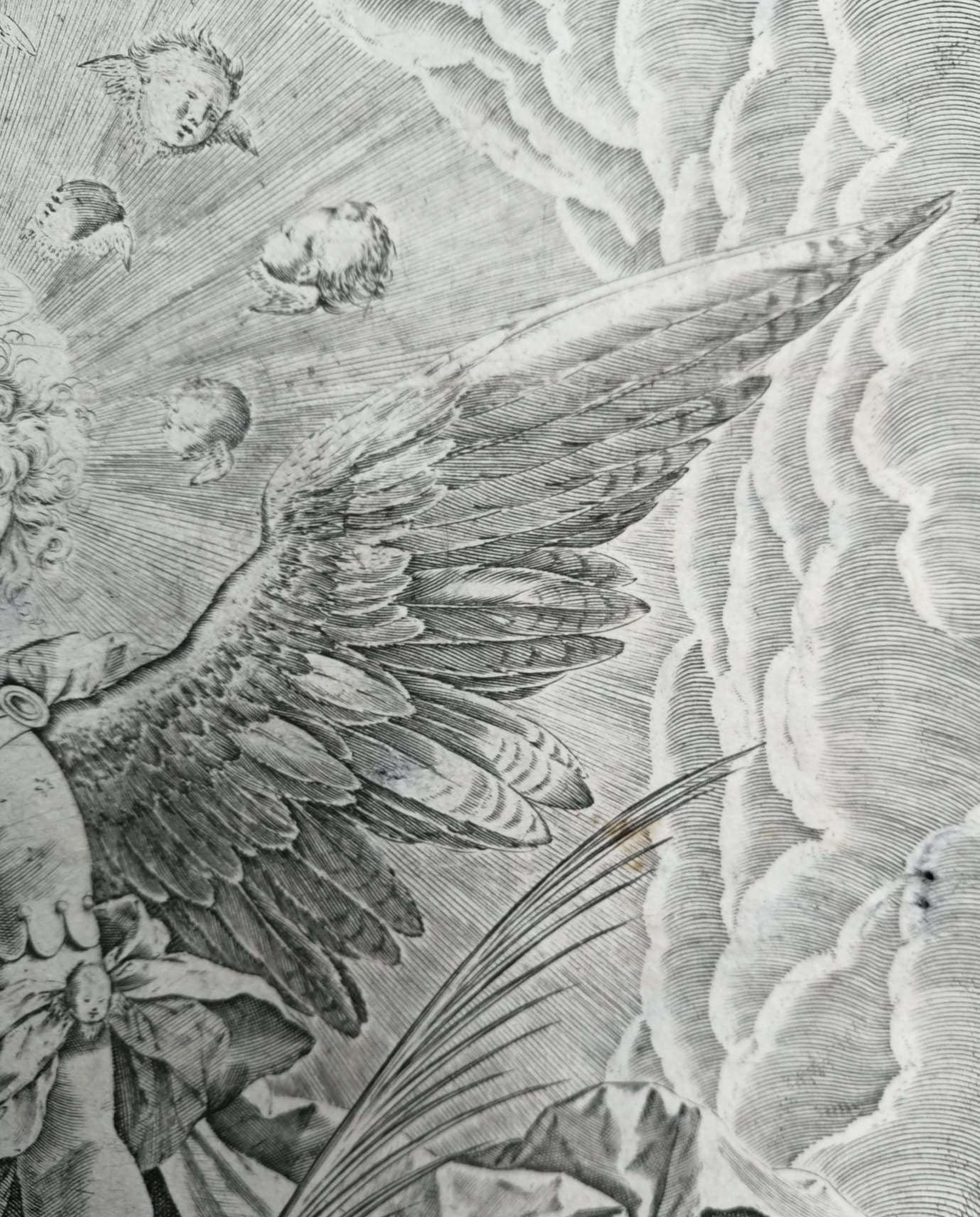 Sadeler Engraving after Maarten de Vos – Saint Michael and the Dragon, 16th C.