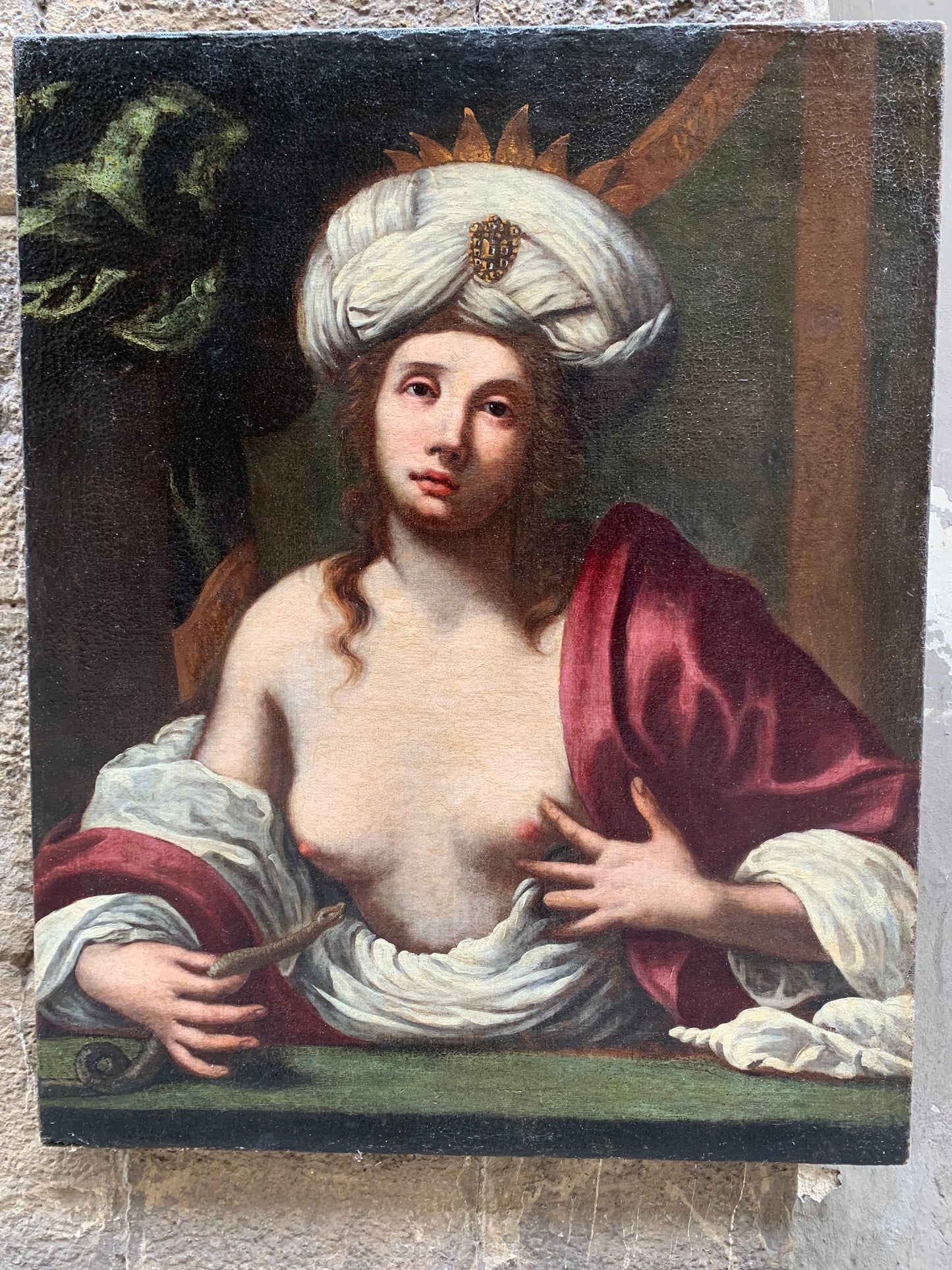 Cleopatra si suicida con il veleno del serpente aspide. Barocco fiorentino. Entourage di Felice Ficherelli.