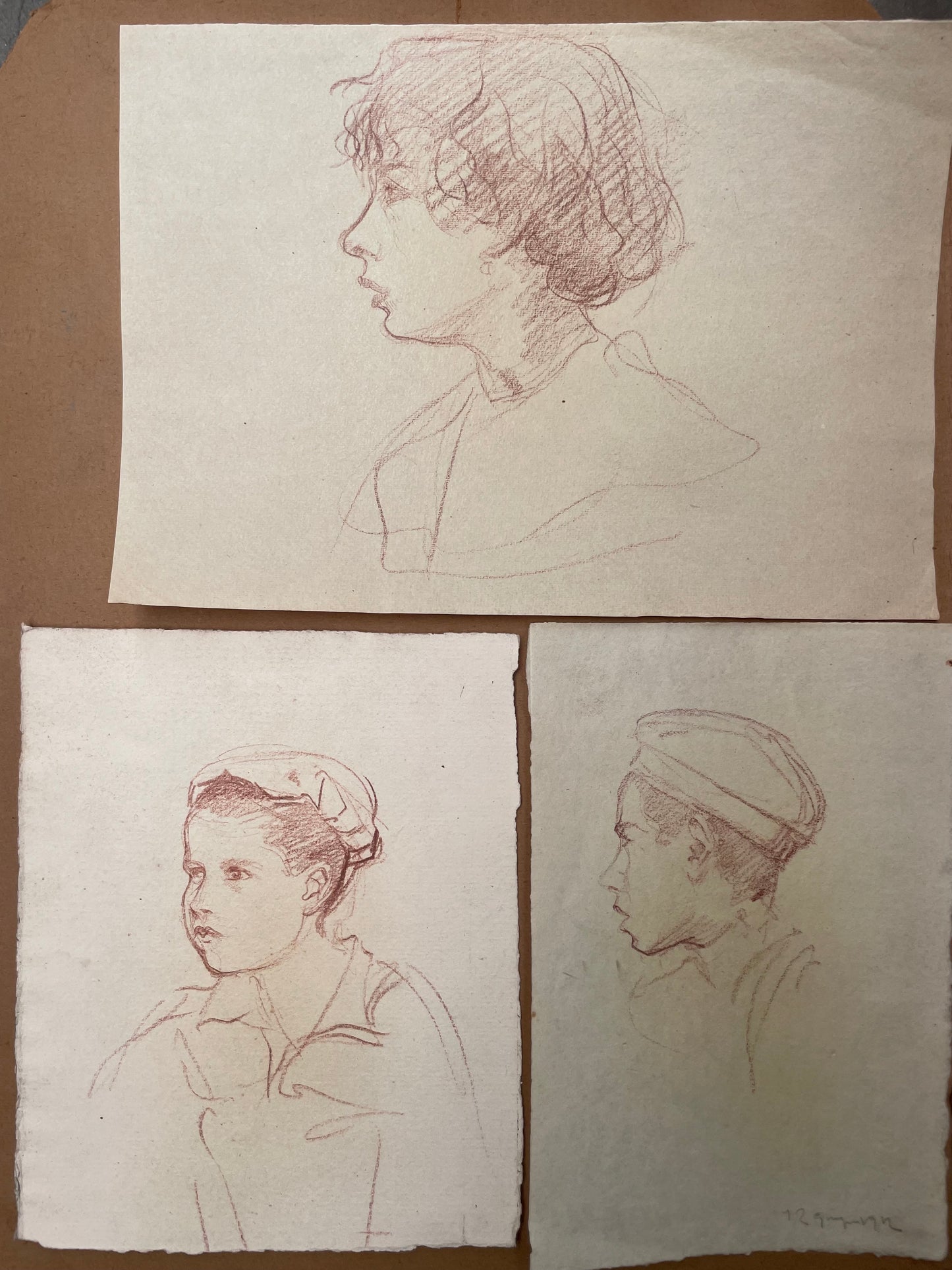 Three Youth Portraits by Augusto Gardelli (Firlimpopoli, 1886 - 1968, Florence)